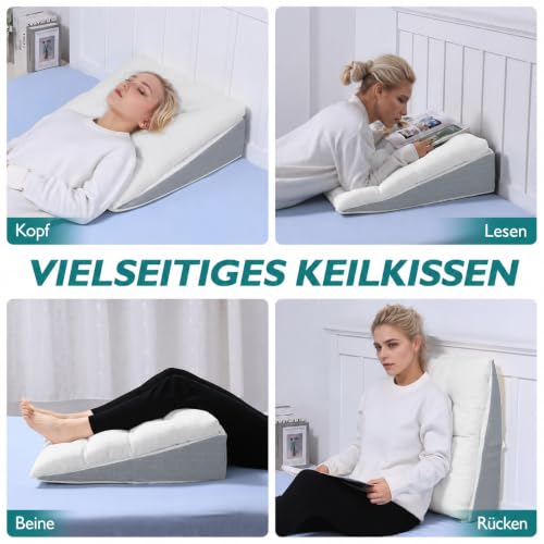 24x24x7.5 Inch Bed Wedge Pillow for Sleep Apnea – Adjustable Dual Layer Memory Foam Support for Acid Reflux & Snoring