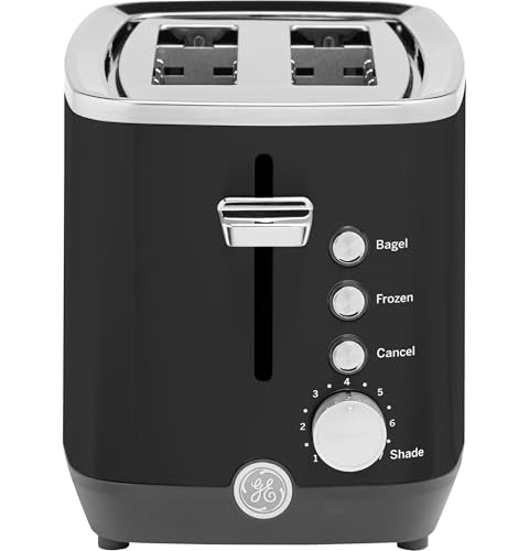 GE 2-Slice Black Stainless Steel Toaster with Wide Slots & 7 Shade Settings - Countertop Kitchen Essential