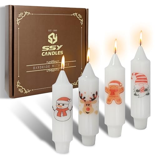 Gedengni CHRIST Santa Claus Taper Candles 5 Inch - Dripless Holiday Decor