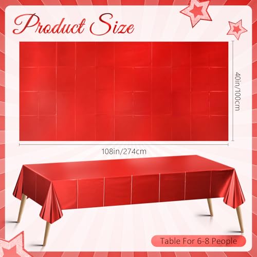 1 Pack Red Metallic Matte Tablecloth 40 x 108 in - Just Shimmer Rectangular