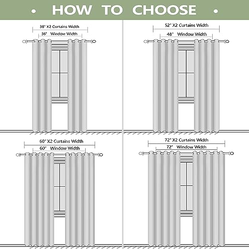 Blackout Curtains 72 Inch Extra Wide Pack of 2 - Dark Light Blocking Window Shades for Bedroom and Living Room, Black