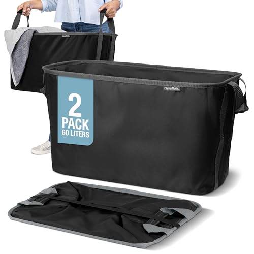 Collapsible Laundry Basket 2 Pack - Black & Gray, Space-Saving Design