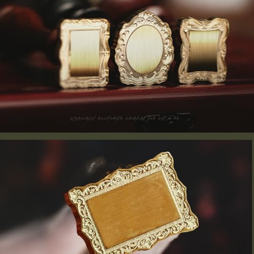 YOLAKIS 3D Frame Wax Seal Stamp with Wood Handle – Oval Embossed Frame Seal, Interchangeable Head, Gift for Invitations