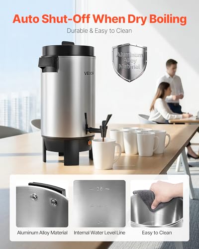 40-Cup Commercial Coffee Urn - 6.3 Qt Hot Beverage Dispenser, 1090W