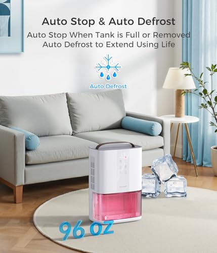 White Large Dehumidifier with Activated Carbon Filter 96oz Capacity for Bedroom