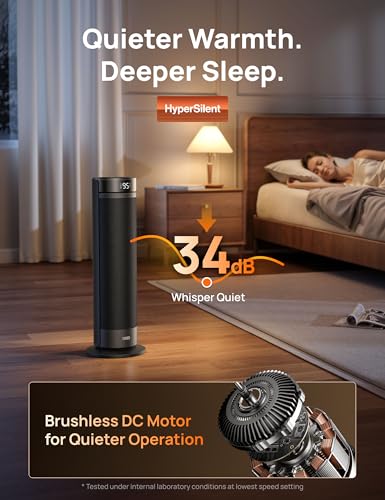 Indoor Space Heater for Large Rooms - Quiet Electric Heater with Oscillation & Safety Features