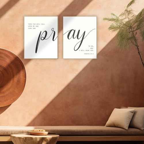 Bible Verse Wall Art Decor, Black Christian Poster, Black Inspirational Prints, Family Christian Pictures Wall Decor, Paintings for Living Room Bedroom Home Decoration- Pray to Me -2Pcs(No Frame)