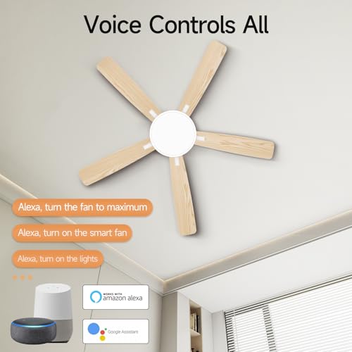 52-Inch Smart Ceiling Fan with Lights, Alexa & Google Compatible, White