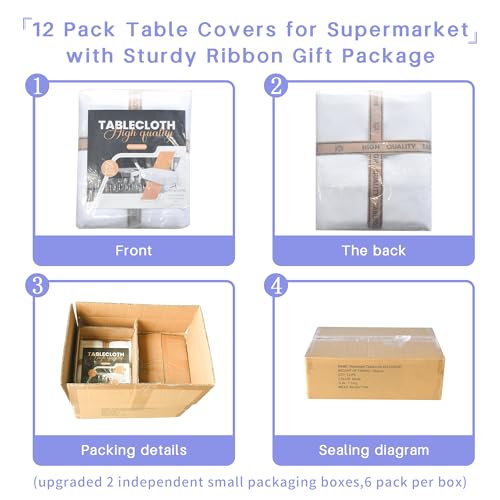 BIGTONE 12 Pack Ivory Rectangle Tablecloth 60 x 102 Inches for Weddings & Events