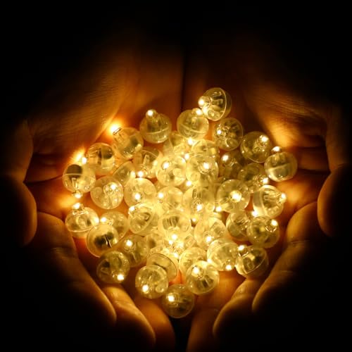 LOKIPA 50PCS Warm White Mini LED Balloon Lights - Waterproof Round Tiny LED Balloon Lights for Paper Lanterns, Easter Eggs, Pumpkins, Birthdays & Neon Party Decoration