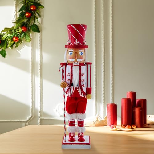 Kurt Adler Peppermint Nutcracker - 15 Inch Holiday Decorative Figurine