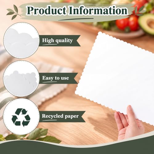 Sabary White Disposable Paper Place Mats Bulk 500 Pcs, Elegant Scalloped Edges