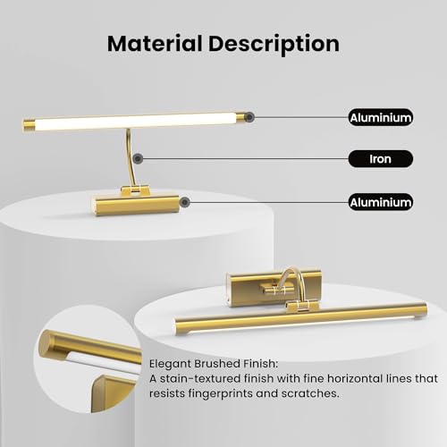 Craftersmark 16-Inch Brass Wireless Wall Light with Remote - Battery Operated Artwork Illumination - Variant: Brass / 16 Inch / 1 Battery