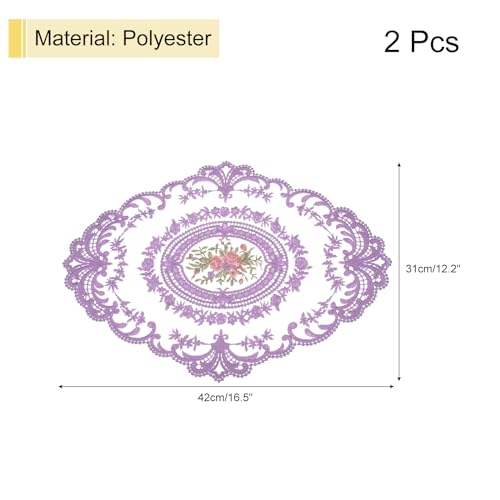 uxcell Light Purple Retro Lace Placemat 12x16 Inch 2-Pack Embroidered Table Mats