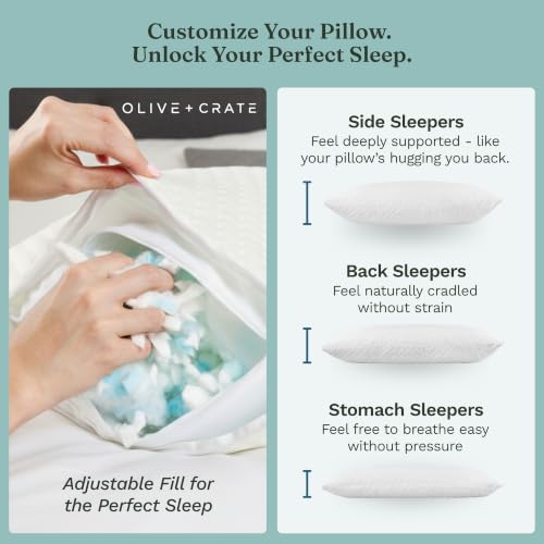 Adjustable Loft Shredded Memory Foam Pillow Queen Size - White / Classic