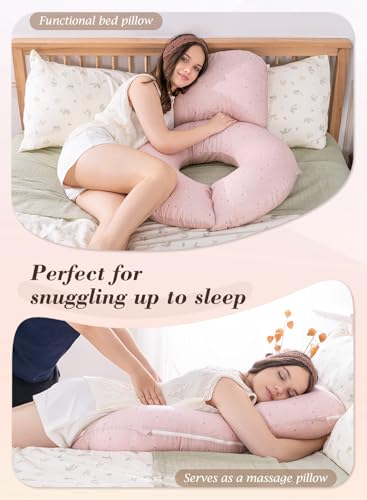 INSEN Pink Flower Wedge Pillow Set for Sleeping & Post-Surgery Support