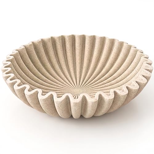 Beige Resin Large Decorative Bowl for Entryway & Home Decor - 10 Inch Key Catchall