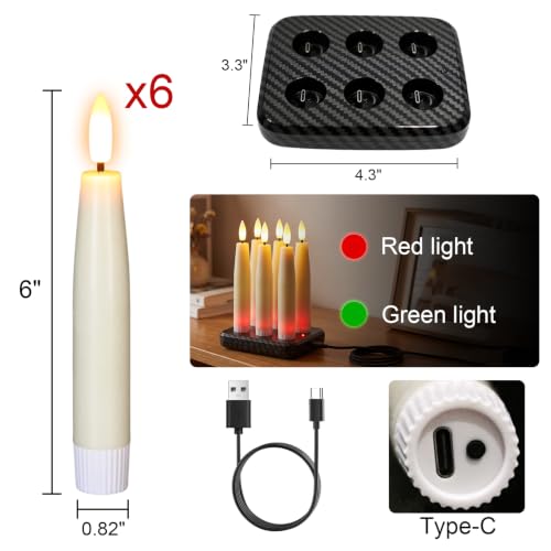 GenSwin Rechargeable Flameless Taper Candles Charging Base 2 Remote