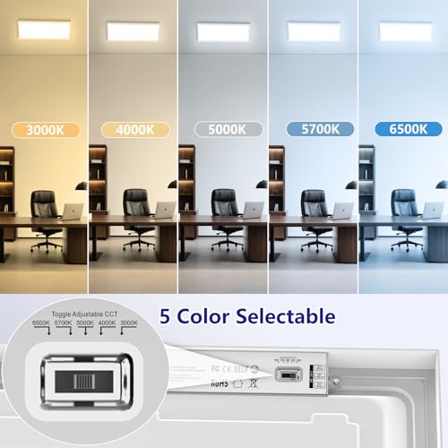 2x4 LED Flat Panel Light Surface Mount - 70W, Dimmable, 5 CCT & Wattage Variants - Includes Variation 1