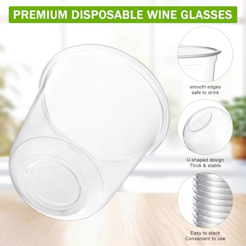 Clear Plastic 12oz Disposable Wine Glasses - 500 Pack, U-Shaped for Parties