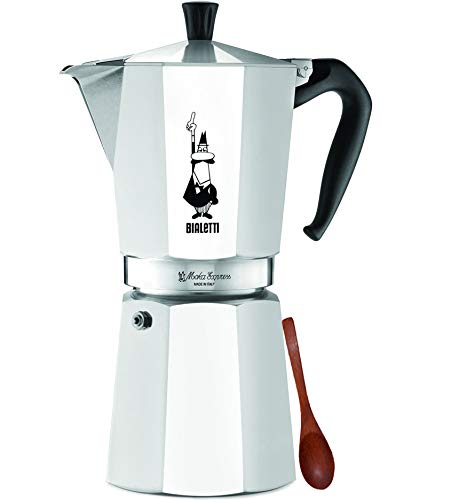 Bialetti 12-Cup Moka Express Espresso Maker with Wooden Stirring Spoon Bundle