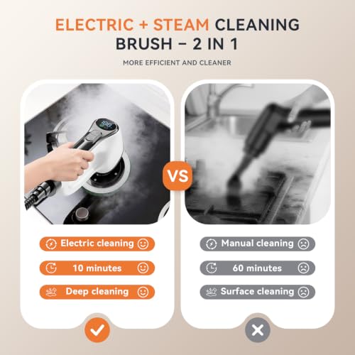 YAKCLEAN Black Electric Steam & Spin Scrubber Portable Multi-Use Cleaner