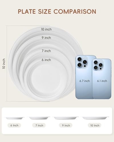 Heavy-Duty 9-Inch Compostable Sugarcane Plates - White, 500 Pack