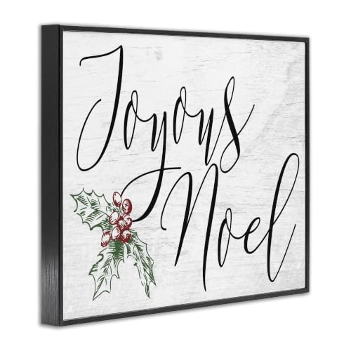 Stupell Joyous Noel Botanical Christmas Framed Giclée Print 11x14, Midnight Black Frame