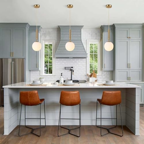 Gold Battery Operated Pendant Lights Set of 2 with Remote Dimmable Rechargeable Bulb