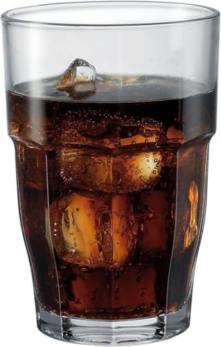 Bormioli Rocco Rock Bar 12.5oz Clear Stackable Drinking Glasses Set of 6 – Dishwasher Safe