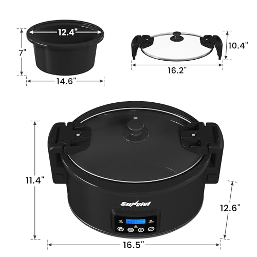 8.5 Quart Programmable Slow Cooker with Locking Lid & Digital Timer - Black