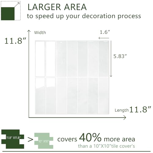 Peel and Stick Backsplash Tiles - Thicker Design for Wall Protection - Faux White Wall Variant