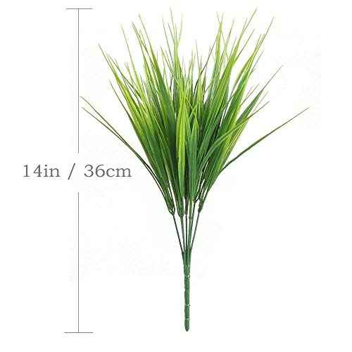 CATTREE Artificial Wheat Grass, Plastic Plants Shrubs Bushes Fake Green Leaves Wedding Indoor Outdoor Home Garden Verandah Kitchen Office Table Centerpieces Arrangements Christmas Decoration 5 pcs