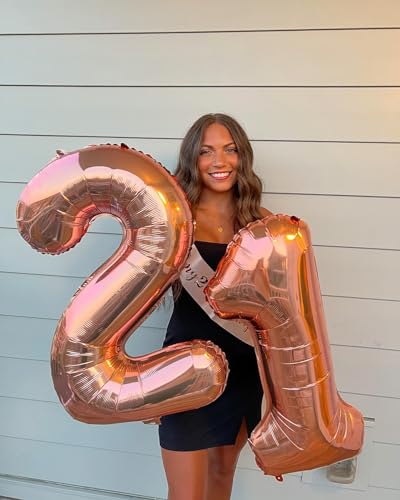 Rose Gold Number 28 Balloon 40 inch, 28 Number Balloons, 28th Birthday Decorations, 28 Year Old Women Men Rose Gold Party Supplies