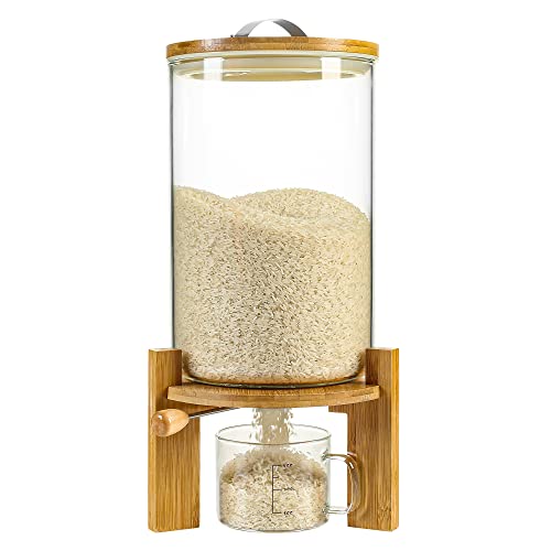 8L Glass Rice Dispenser - Airtight Storage Container with Measuring Cup