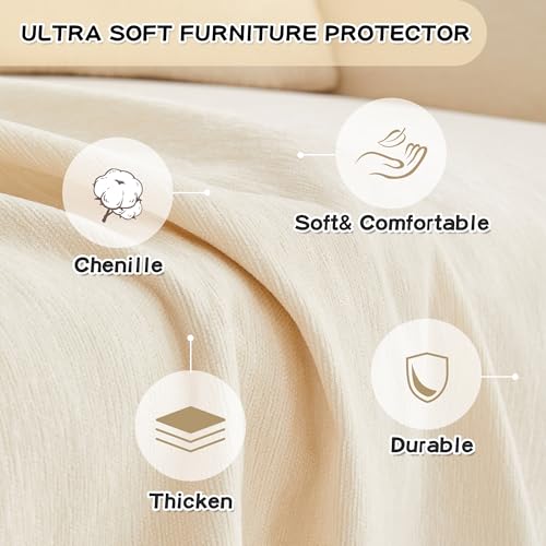 Beige XX-Large Sectional Couch Cover for L-Shaped Sofa - 2 Piece Furniture Protector