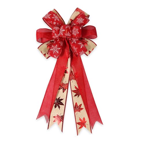 CURASA Christmas Bow Decorations Large Red Bows for Tree Maple Leaf &