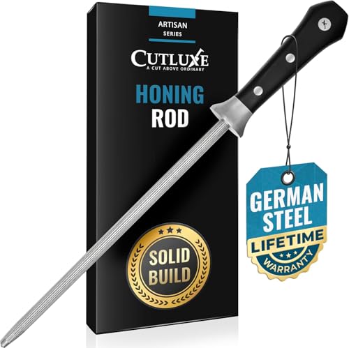 Cutluxe 10-Inch Honing Steel for Knives – Premium Knife Sharpening Rod