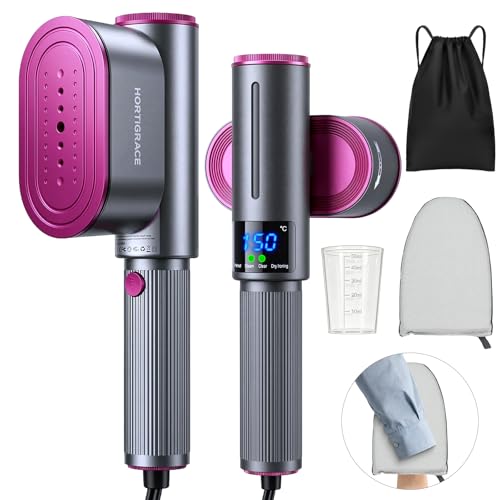 HORTIGRACE Grey 2-in-1 Travel Garment Steamer & Iron, Portable Compact Design