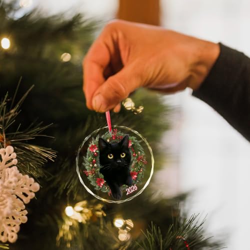 PORSWISH Style 3 Black Cat Christmas Ornament - Pet Lover Holiday Decor, 2026