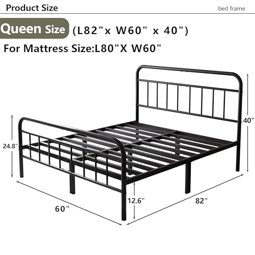 Queen Metal Bed Frame with Storage - Heavy Duty, Easy Assembly, No Box Spring Needed - Classic Variation