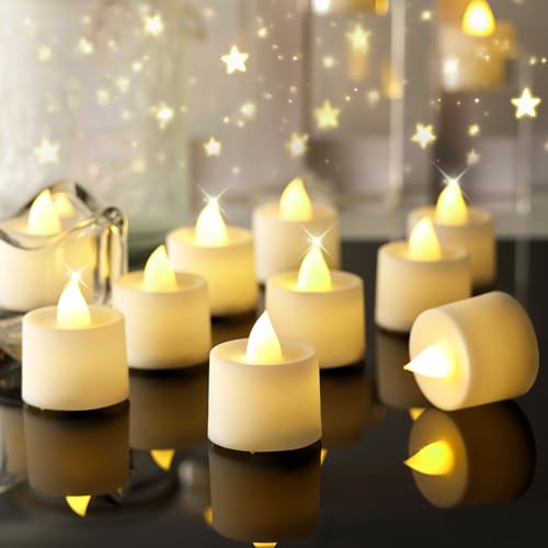 Amagic 12/24/50/100/150 Pack LED Tea Lights, Flameless Votive Candles, Battery Operated Tealights Candles for Halloween, Christmas, Home Decor, Wedding,Theme Party, Festival£¨12 Pack, Warm Ivory£©