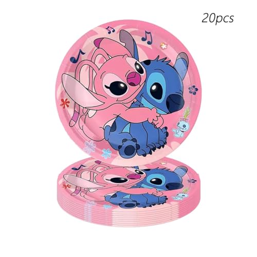 Pink Stitch Party Supplies Set - Plates, Cups, Banner & Decorations for Birthdays