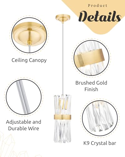 Ken & Ricky Gold Pendant Lights 3-Pack Kitchen Island Lighting - Mesh Crystal Design
