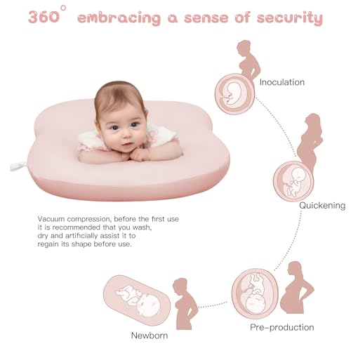Baby Lounger for Newborn 0-24 Months - Pink Cotton Support Cushion