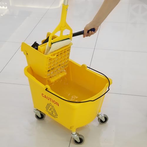 Midoneat Commercial 35-Qt Mop Bucket with Side Press Wringer on Wheels