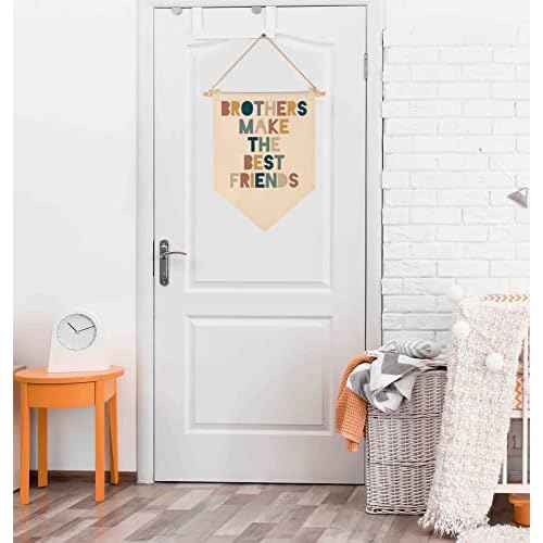 Brothers Make The Best Friends-Canvas Hanging Pennant Flag Banner Wall Sign Decor Gift for Nursery Bedroom Playroom Game Room Front Door Baby Kids Girl Boy Girl Teen-Birthday Christmas Gift
