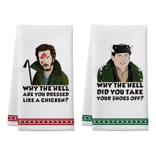 Cheroloven Home Alone Kitchen Towels, 2 Pack Funny Christmas Dish