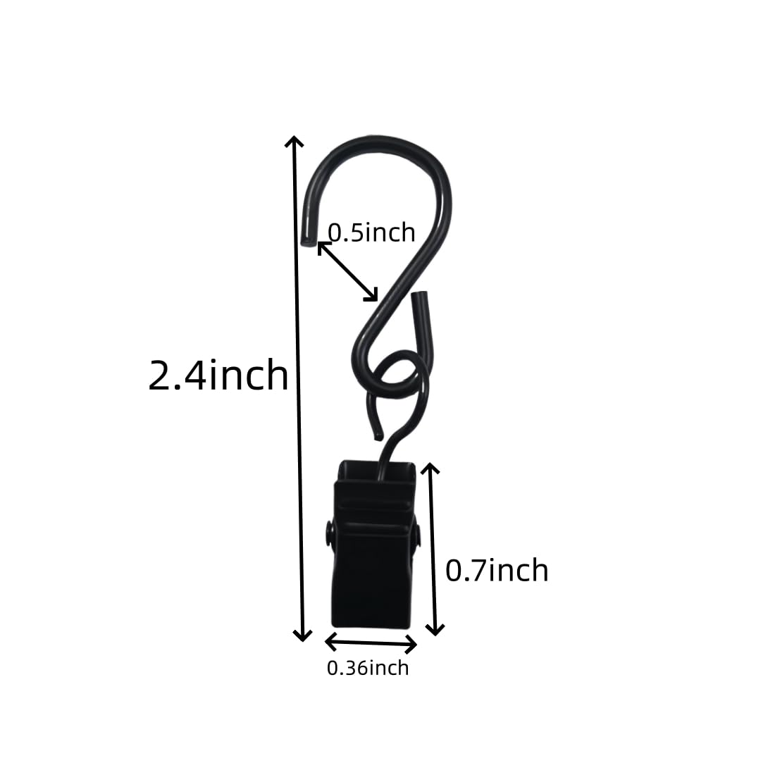 UPEYXDQR Stainless Steel S Hooks Curtain Clips，Hanging Party Lights Hangers Gutter Photo Camping Tents, Art Craft Display, Garden Courtyards Decoration, 2.4 Inch Long Black 40Pcs
