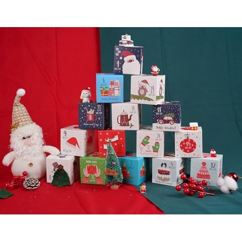 ysmile Christmas Advent Calendar 2025, DIY 25 Empty Christmas Countdown Box for Gift Wrap, 25 Days Number Xmas Holiday Dec